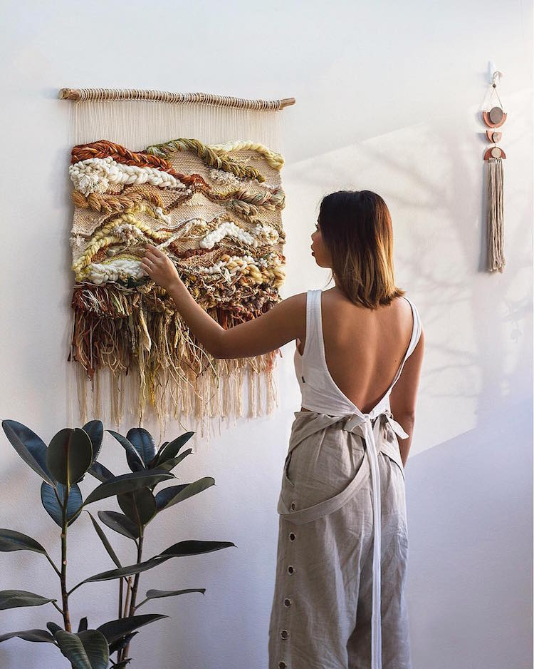 Fiber Art Woven Wall Hangings by Crossing Threads