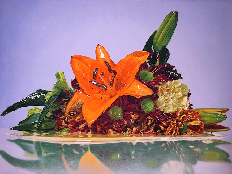 Hyperreal Flower Oil Pastel Drawings Art by Brian Owens