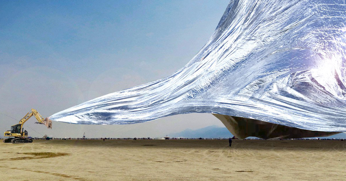 Huge Space Blanket Provides Burning Man Goers a Place to Cool Down