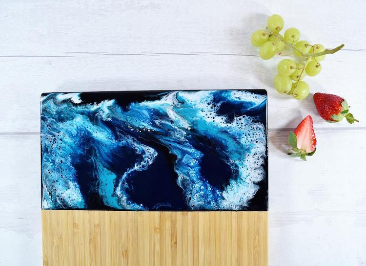 Wooden Chopping Boards Resin Art by Kate Chesters