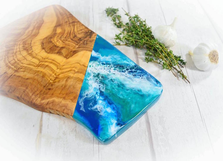 Wooden Chopping Boards Resin Art by Kate Chesters