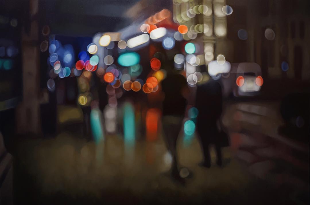 Night Photography Bokeh Oil Paintings by Philip Barlow