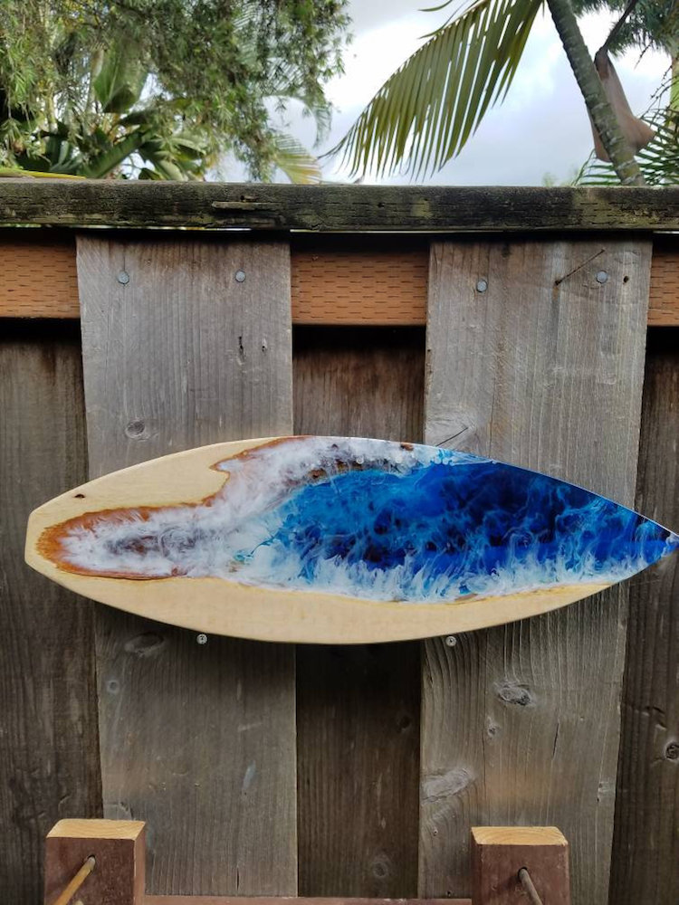 Wood and Resin Art Surfboard by TRVLX