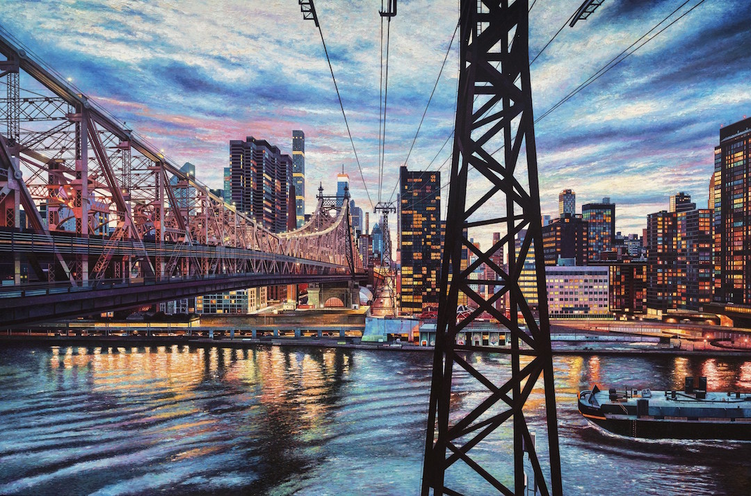 Photorealistic cityscape painting by Nathan Walsh