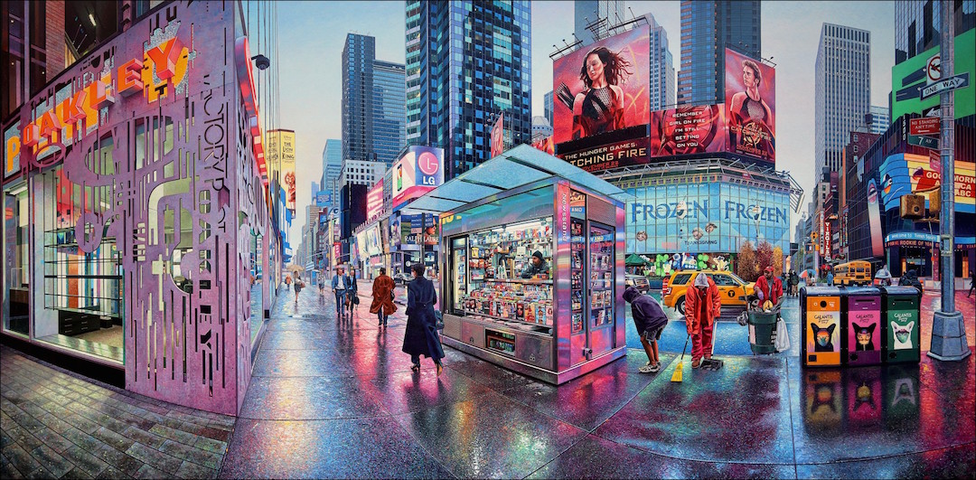 Photorealistic cityscape painting by Nathan Walsh
