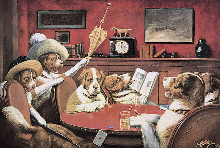 Dogs Playing Poker Painting by Cassius Marcellus Coolidge