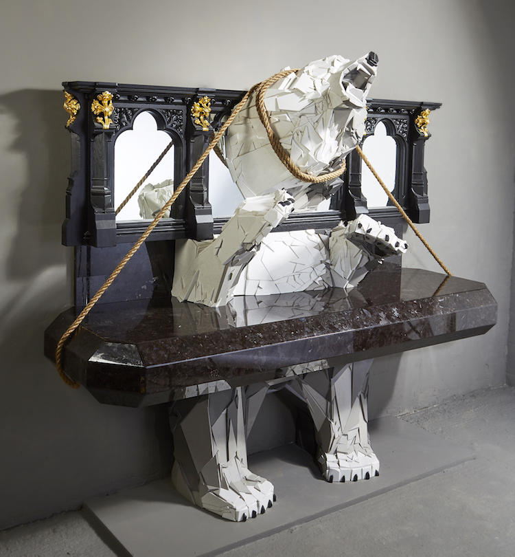 Polar Bear Stone Sculpture by Martin Davenhall