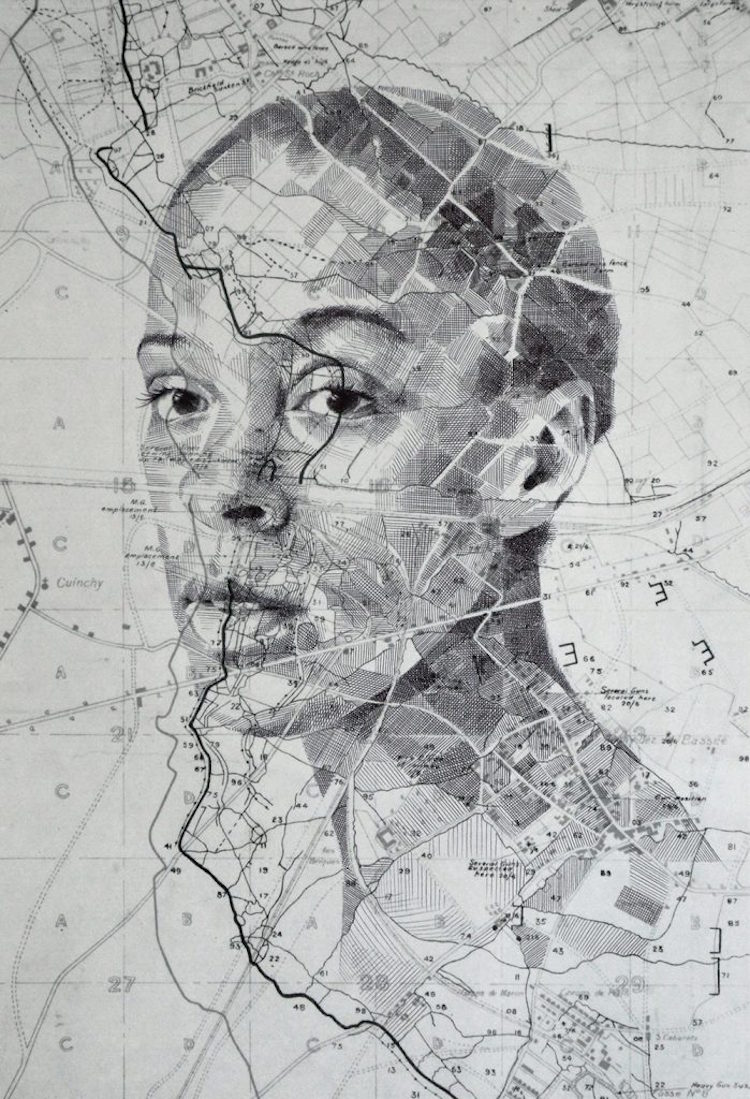Portrait Drawings Cartography by Ed Fairburn