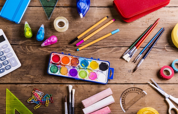 Desk Full of Art Supplies