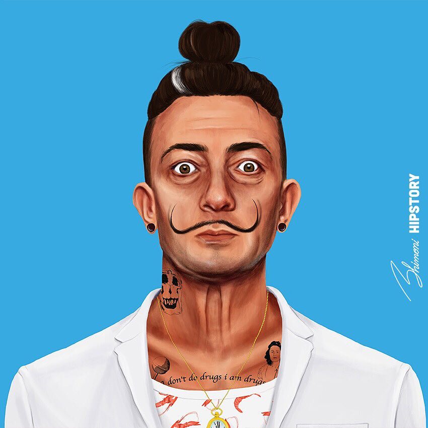 Artistas Famosos Retratos como Hipsters Hipstory Amit Shimoni