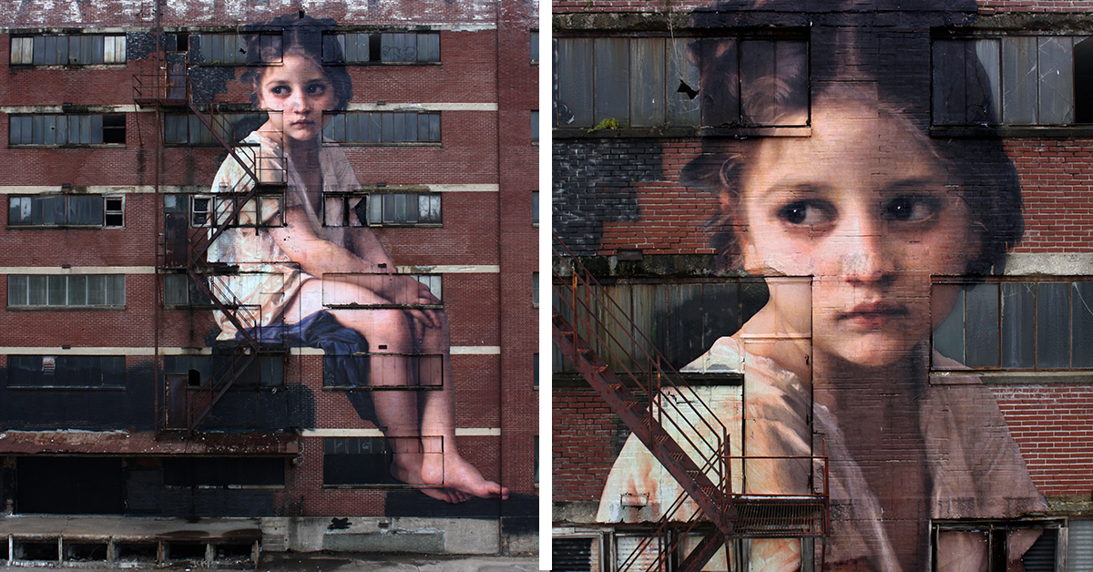 Street Artist Turns Neoclassical Paintings into Outdoor Mural Art