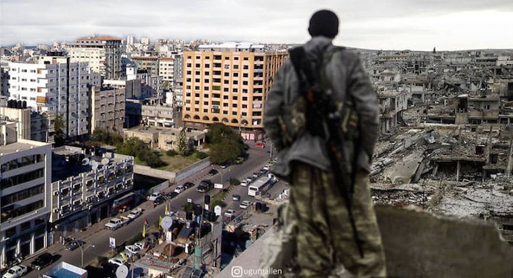 Digital Collage Syrian War Contrasting Photos by Uğur Gallenkuş