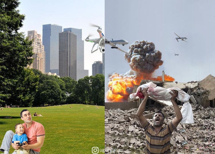 Digital Collage Syrian War Contrasting Photos by Uğur Gallenkuş