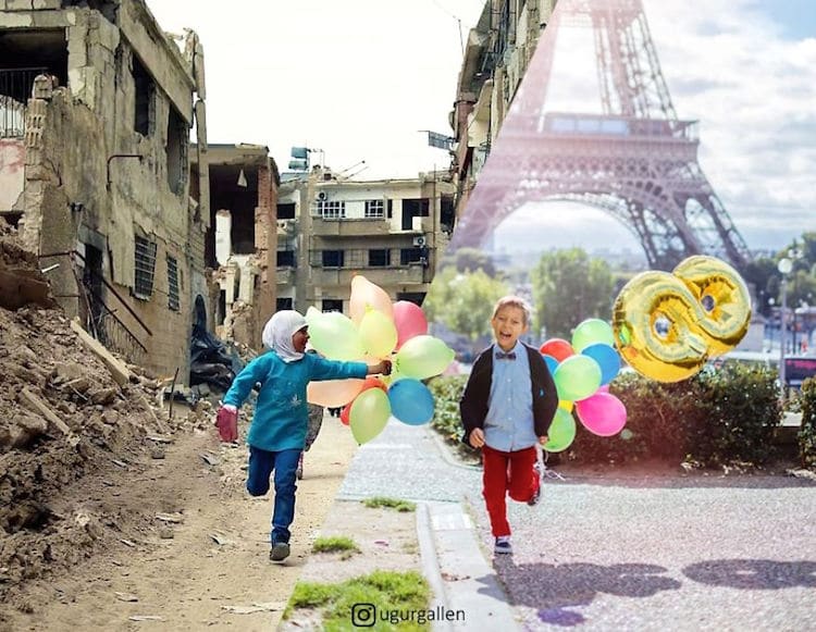 Digital Collage Syrian War Contrasting Photos by Uğur Gallenkuş