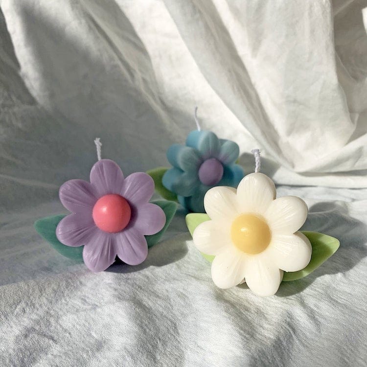 Velas de soya con forma de flor