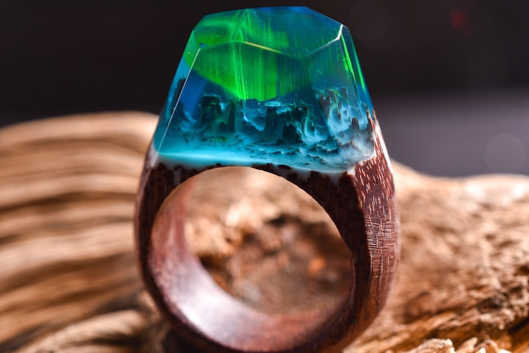 Secret Wood Northern Lights Ring Aurora Borealis Ring