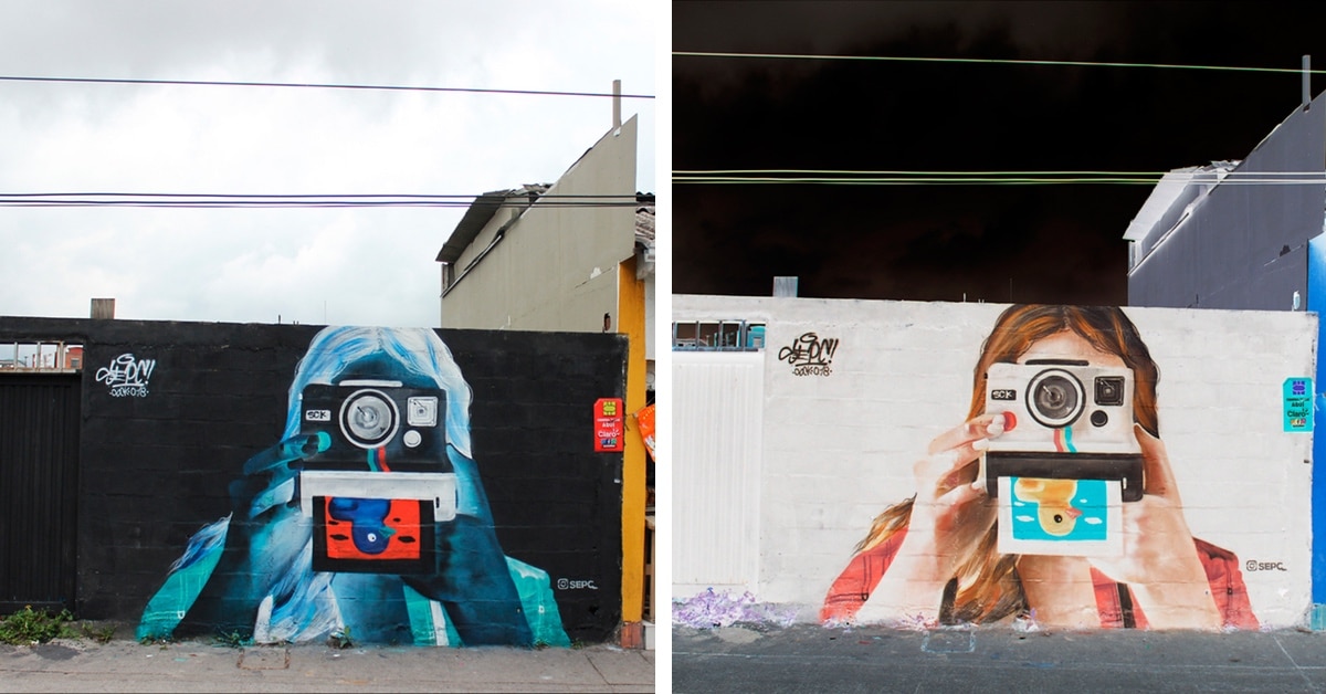 Graffiti Artist Uses Inverted Colors to Create Negative Murals