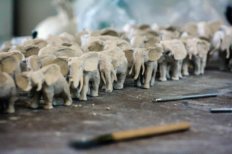 100 Clay African Elephants by Charlotte Mary Pack