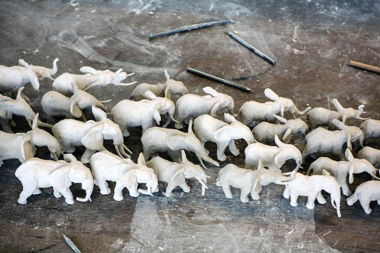 100 Clay African Elephants by Charlotte Mary Pack