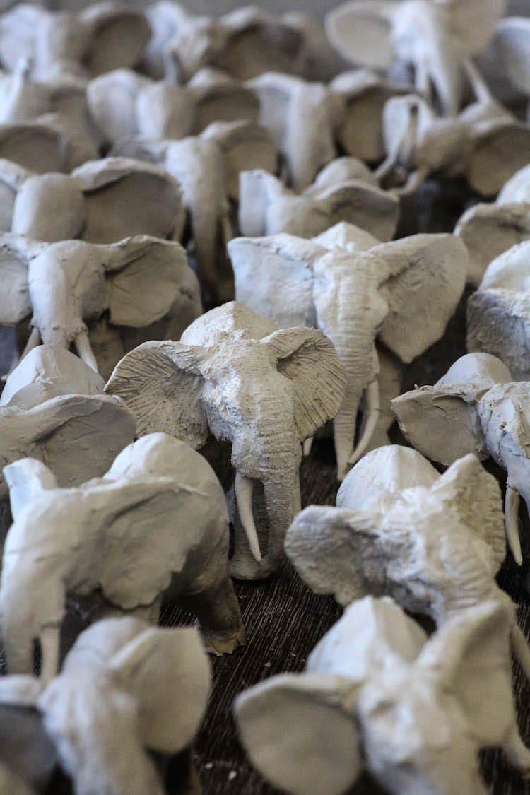 100 Clay African Elephants by Charlotte Mary Pack