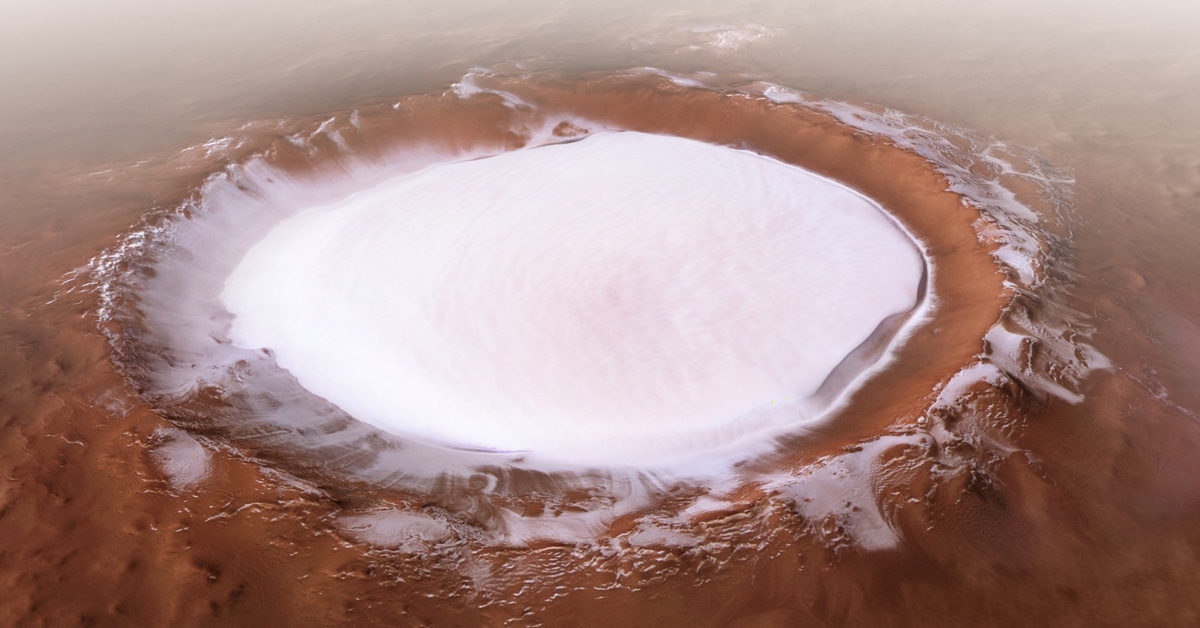 mars ice water crater skating esa craters filled space drink twitterati wants released stunning korolev latestly