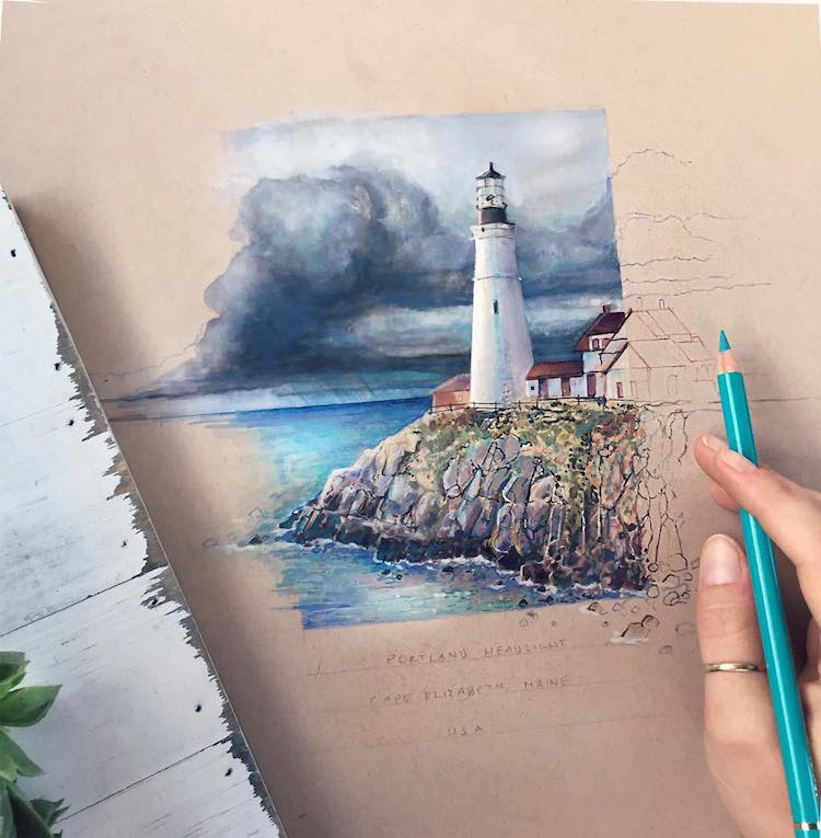 How to Draw a Lighthouse - An Easy Lighthouse Drawing