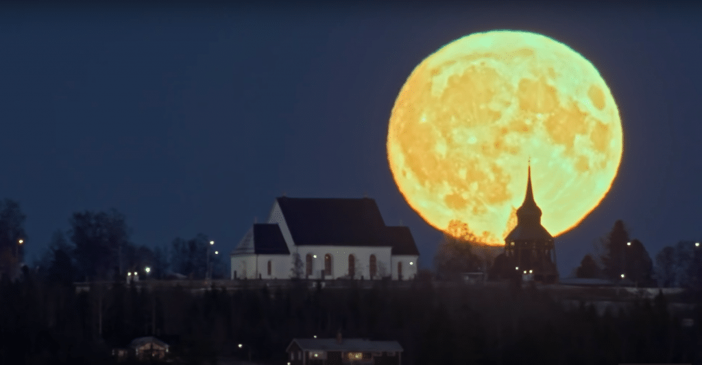 Full Moon in Front of Church by Göran Strand