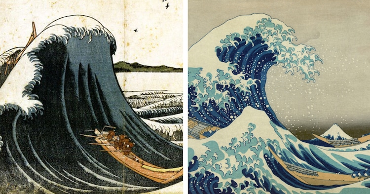 Evolución La gran ola de Kanagawa Hokusai