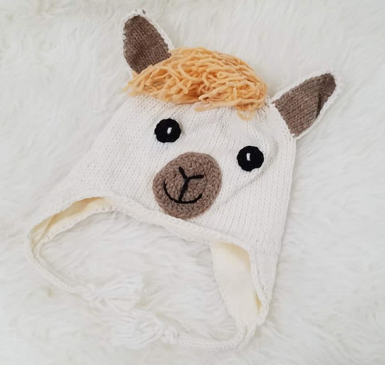 gorro tejido de llama 