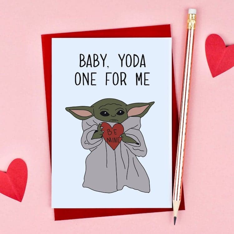 Baby Yoda Valentine's Day Cards