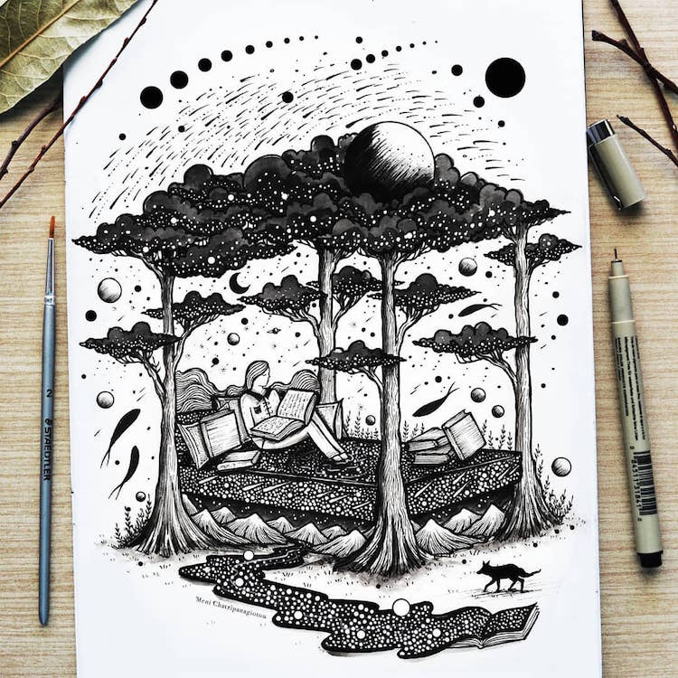 Ink Drawings by Meni Chatzipanagiotou