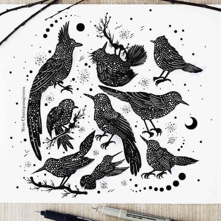 Ink Drawings by Meni Chatzipanagiotou