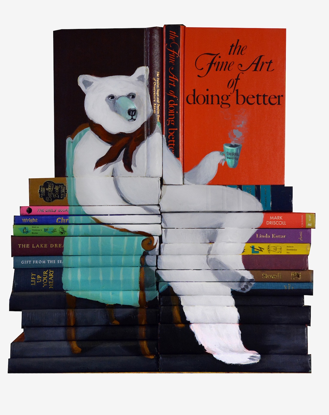 Mike Stilkey Stacked Book Sculptures Painted Books