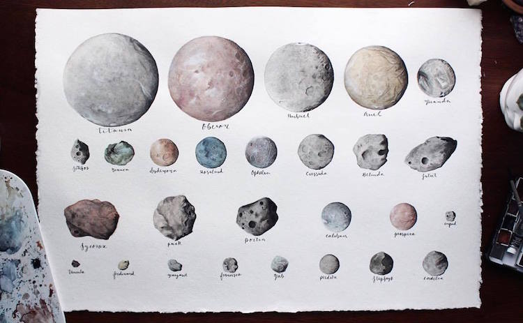 Solar System Watercolor Paintings by Amanda C. Marino