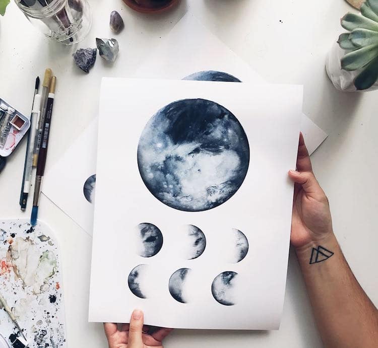 Solar System Watercolor Paintings by Amanda C. Marino