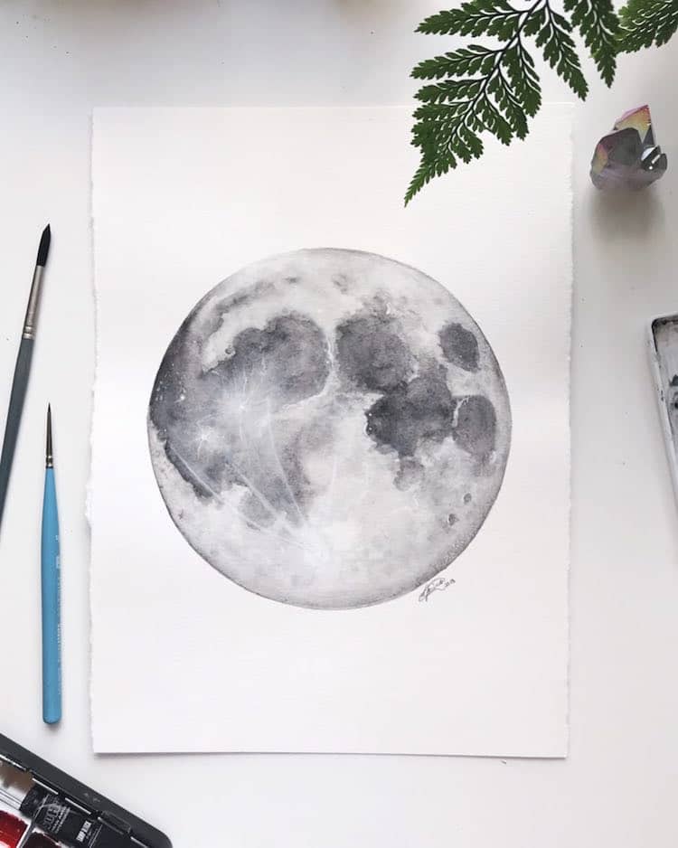 pintura dibujo de la luna Amanda C. Marino