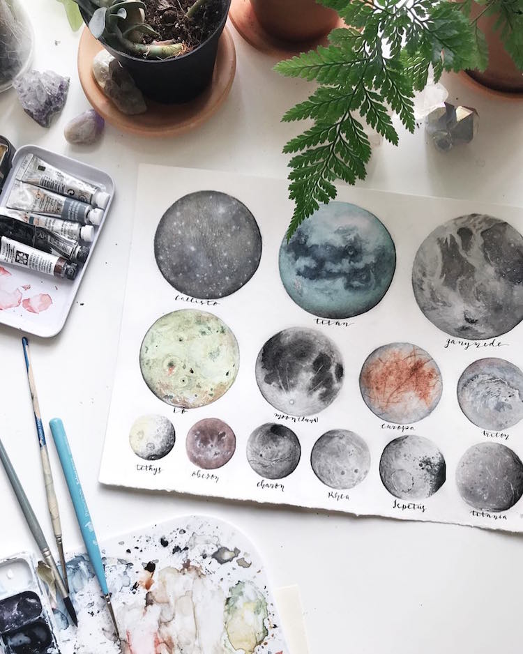 Solar System Watercolor Paintings by Amanda C. Marino
