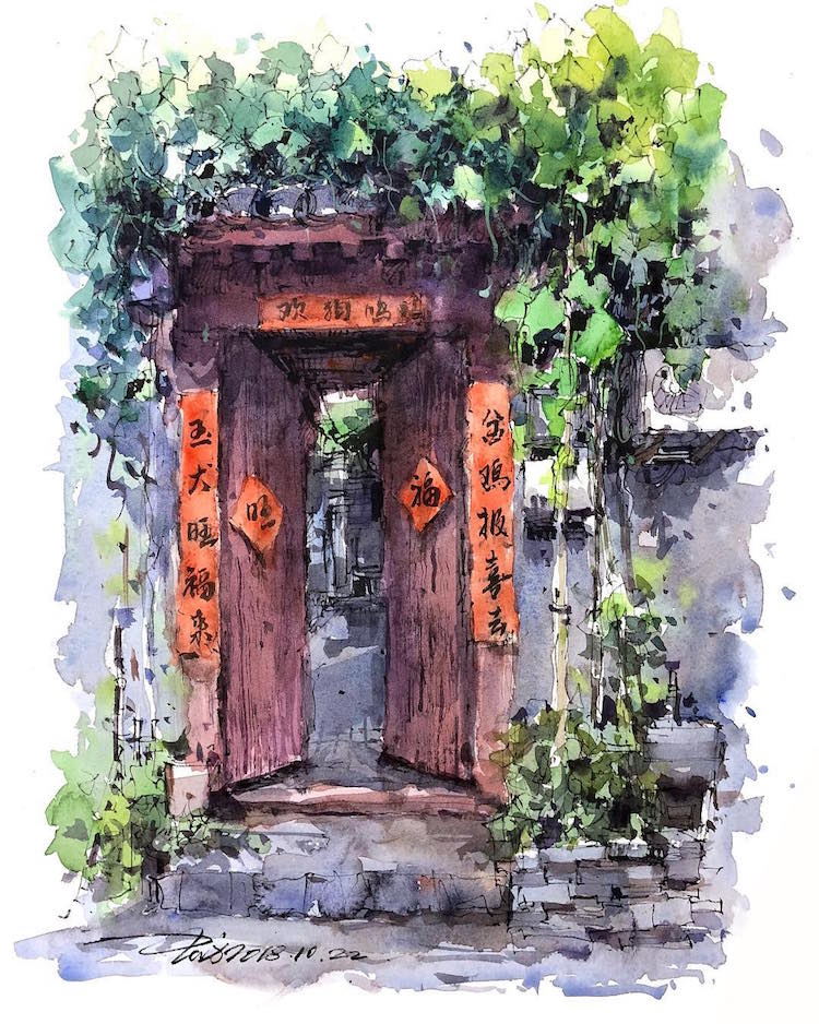 Watercolor Sketch Paintings by Zhifang Shi