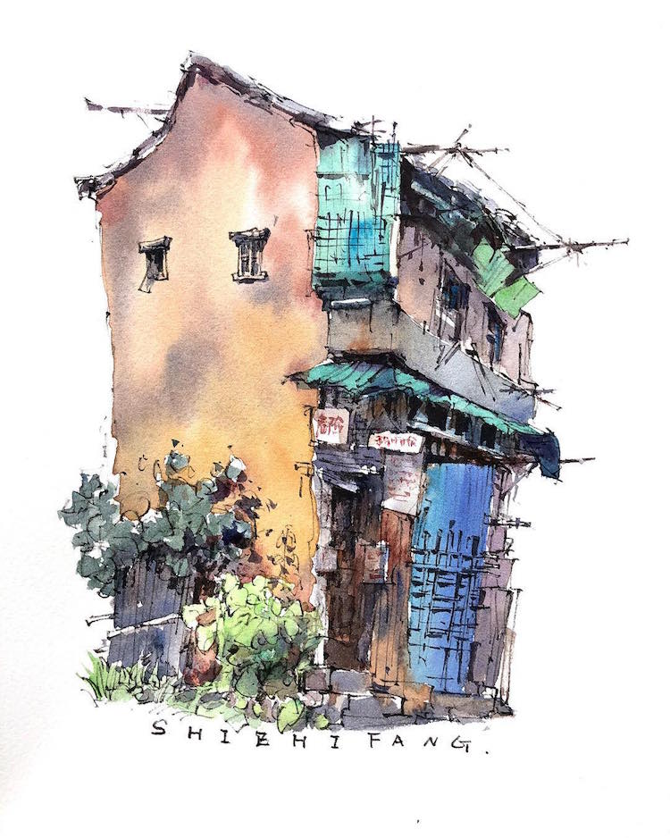 Watercolor Sketch Paintings Capture the Charm of Old Asian Towns
