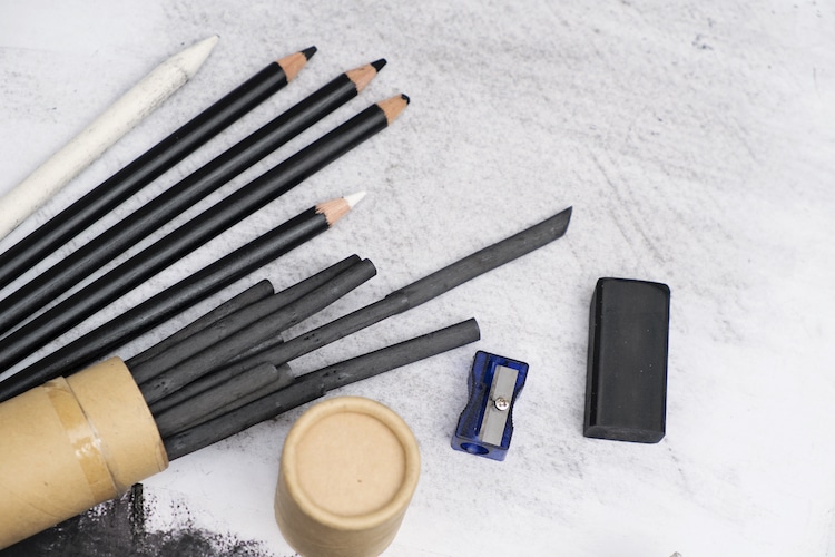 Charcoal sticks for drawing Stock Photo