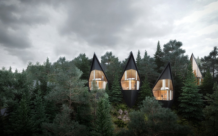 Case sull'albero a forma di prisma di Peter Pichler Architecture