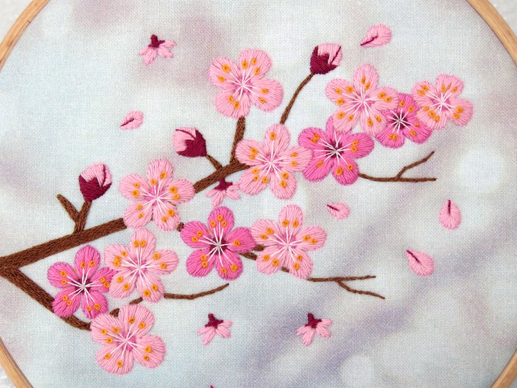 Kit de bordado de flores de cerezo