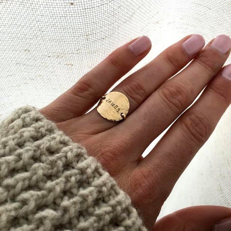Hammered Gold Coin Ring