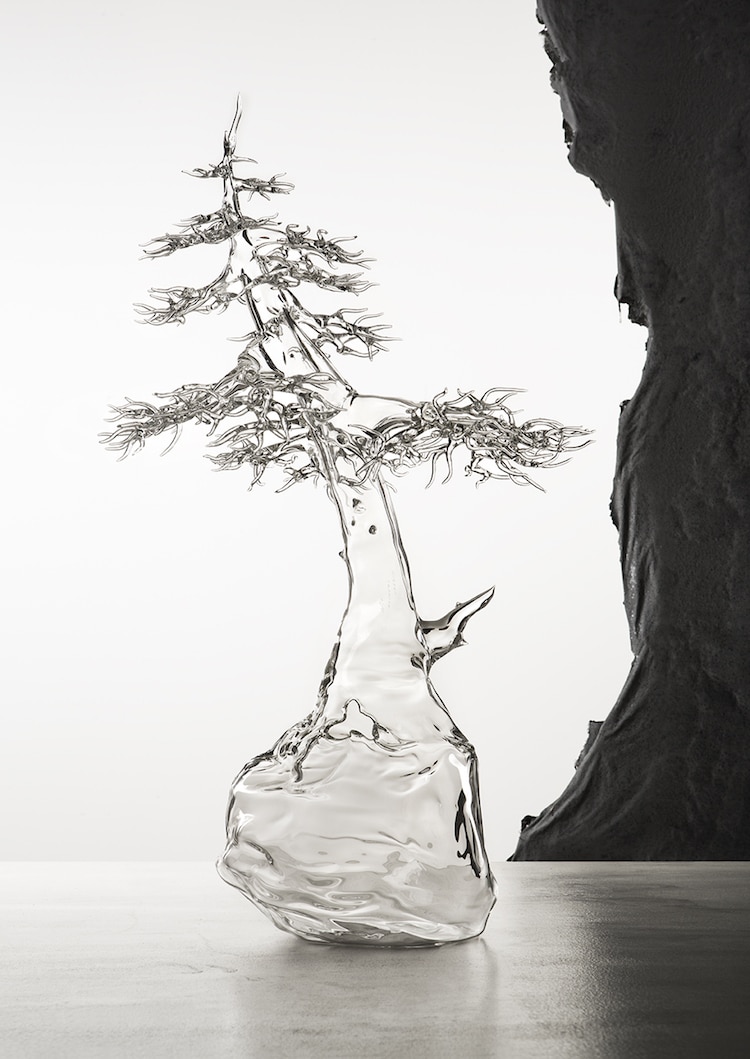 Esculturas de vidrio soplado por Simone Crestani árboles de cristal