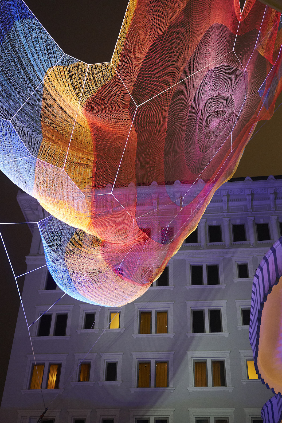 Colorful Artwork by Janet Echelman at the Peninsula Hotel