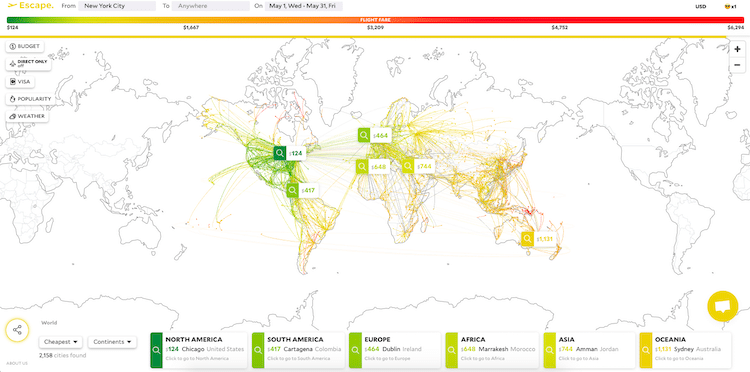 Search Cheap Flights on Escape by MIT