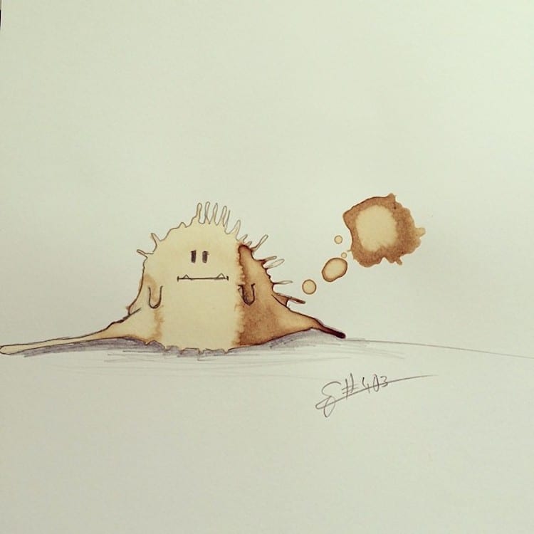 Coffee Art Monster Drawings by Stefan Kuhnigk