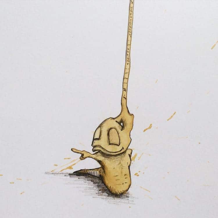 Coffee Art Monster Drawings by Stefan Kuhnigk
