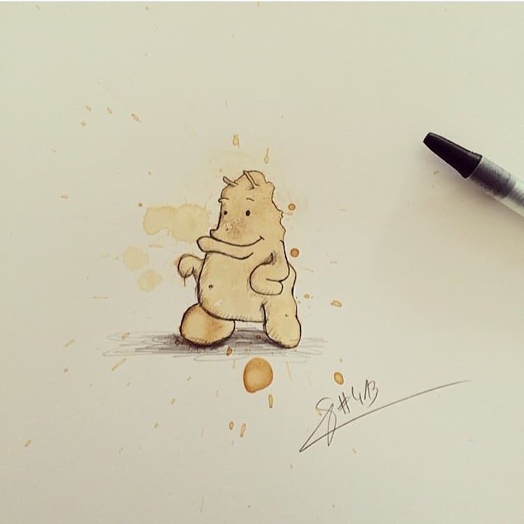 Coffee Art Monster Drawings by Stefan Kuhnigk