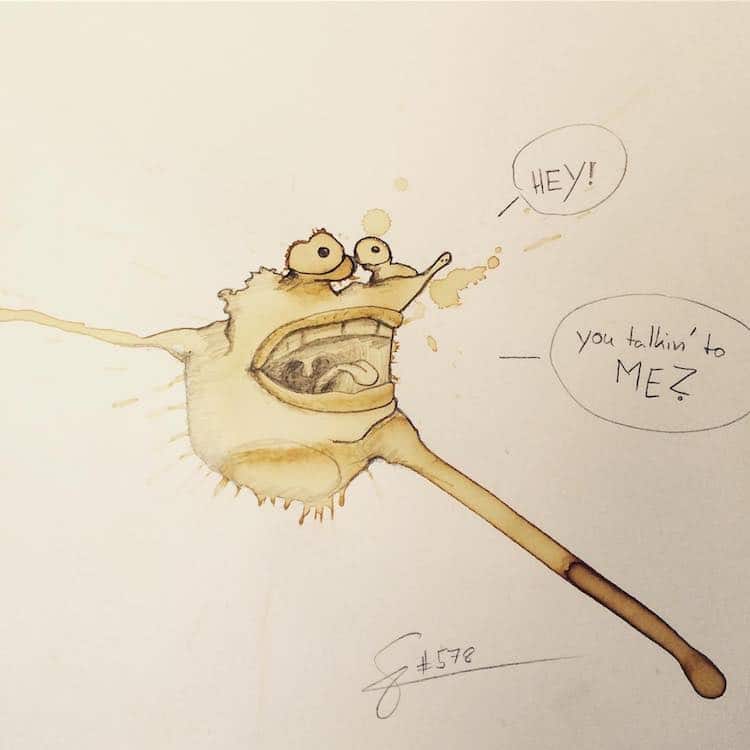 Coffee Art Monster Drawings by Stefan Kuhnigk